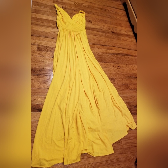 S.L. Fashions Yellow Summer Maxi Dress Size Medium - Picture 8 of 14